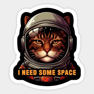 I Need Some Space meme Astronaut Tabby Cat Sticker